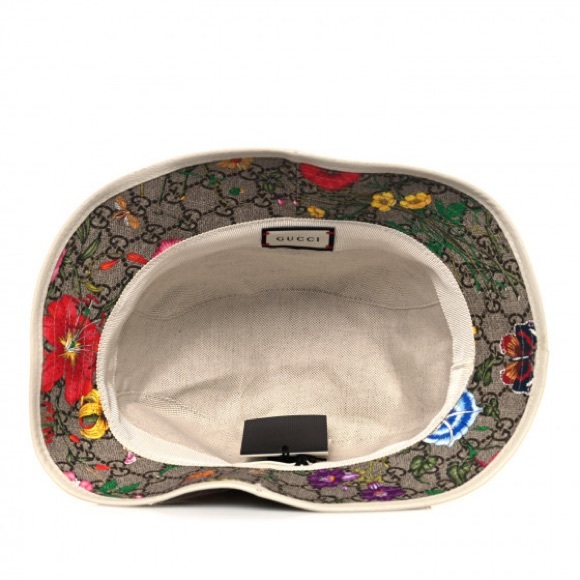 New GUCCI GG canvas Supreme Monogram Flora Bucket Hat size L - Picture 5 of 11